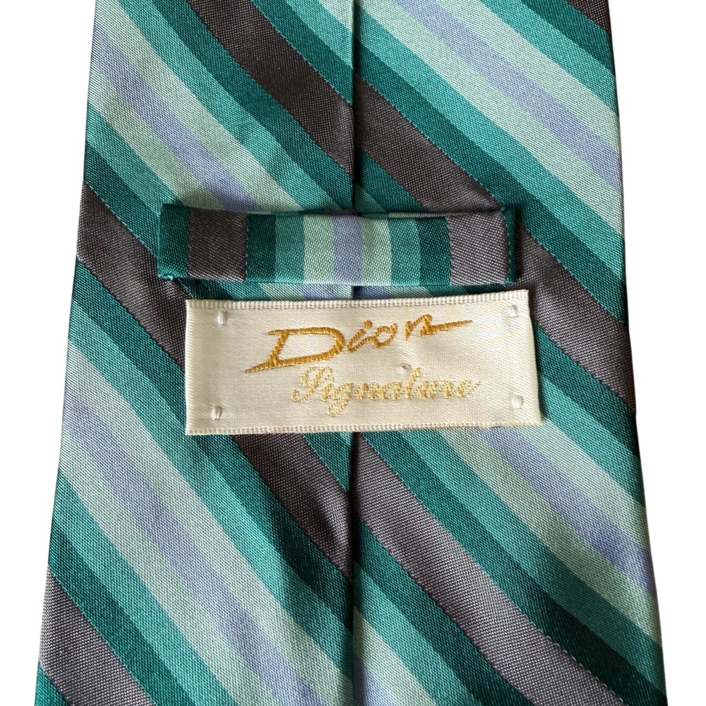 Dior Green and Gray Striped Tie